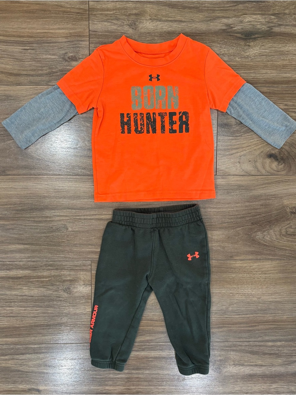 Under Armour Orange & Gray 'Born Hunter' Layered-Look Top with Black Joggers